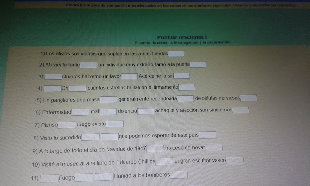 Resultado de imagen para ejercicios para trabajar los signos de puntuacion en primaria