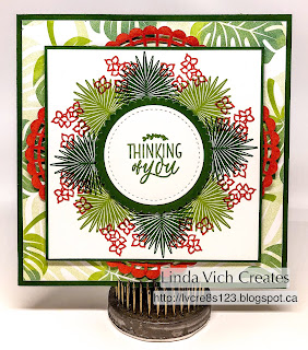 Linda Vich Creates: Tropical Chic Wreath Card. Tropical Chic is used to create a palm leaf wreath on this lovely card.