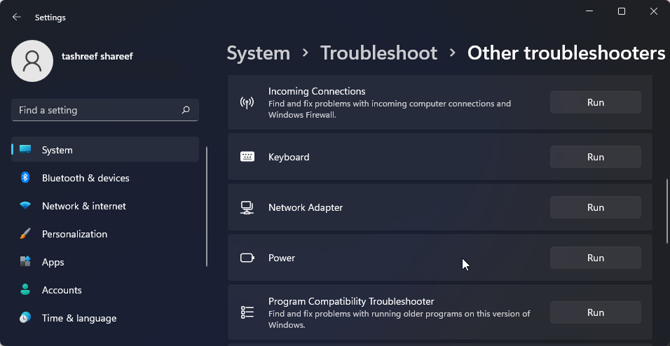 If problems persist, run the Network Adapter Troubleshooter. Here's how to do it
