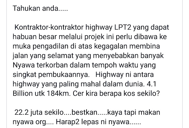 Mana kontraktor LPT nak lari?