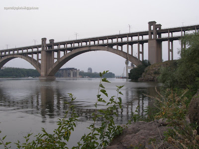 Запорожье, Преображенский мост (с острова Хортица на левый берег). (Фотографии)