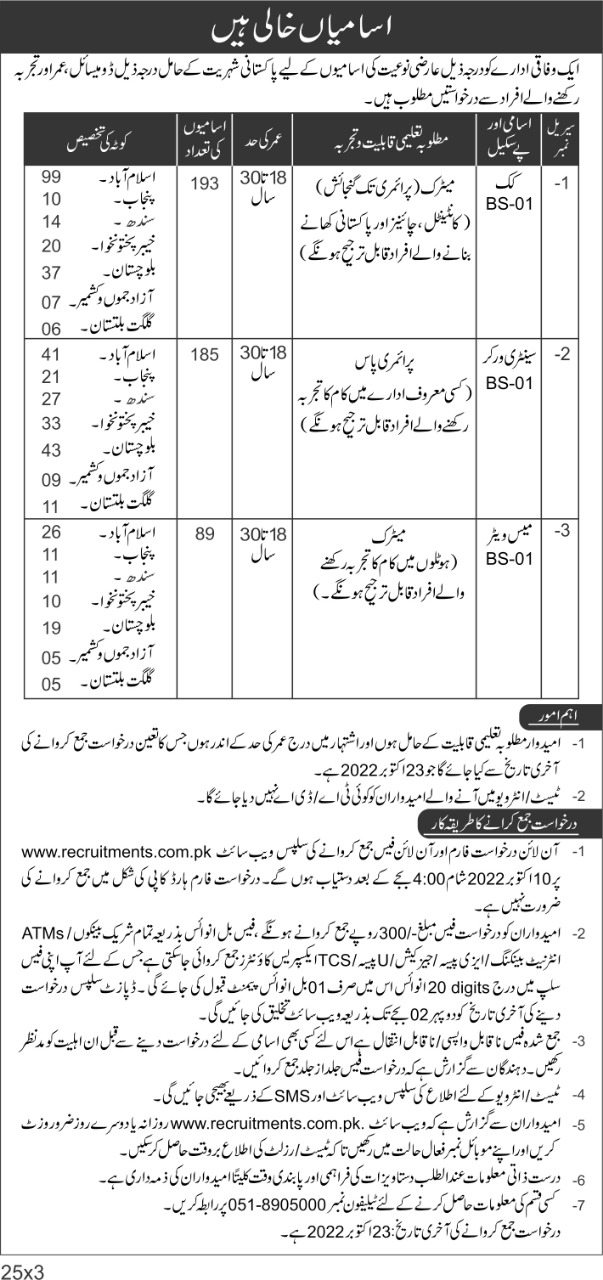 Ministry of Defence Islamabad Latest Jobs October 2022 | Apply Online