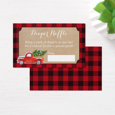  Vintage Red Truck Buffalo Plaid Diaper Raffle