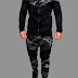 LW Men Hooded Collar Camo Print Tracksuit Set