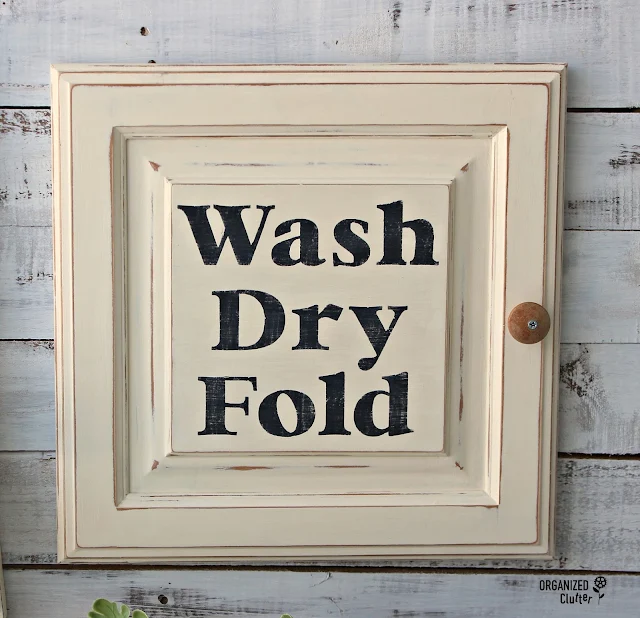 Cabinet Door Re-Purposed Laundry Room Sign #stencil #repurpose #Laundryroomdecor