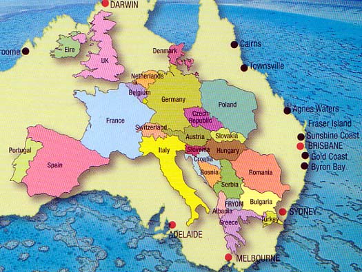 There's also a map of Australia (various colours) that show the rainfall 