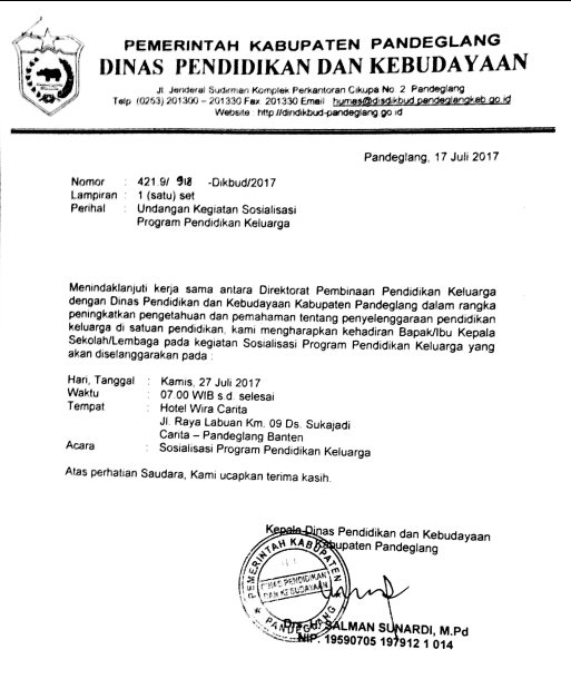 Contoh Surat Undangan Dinas Pendidikan Sample Surat Undangan