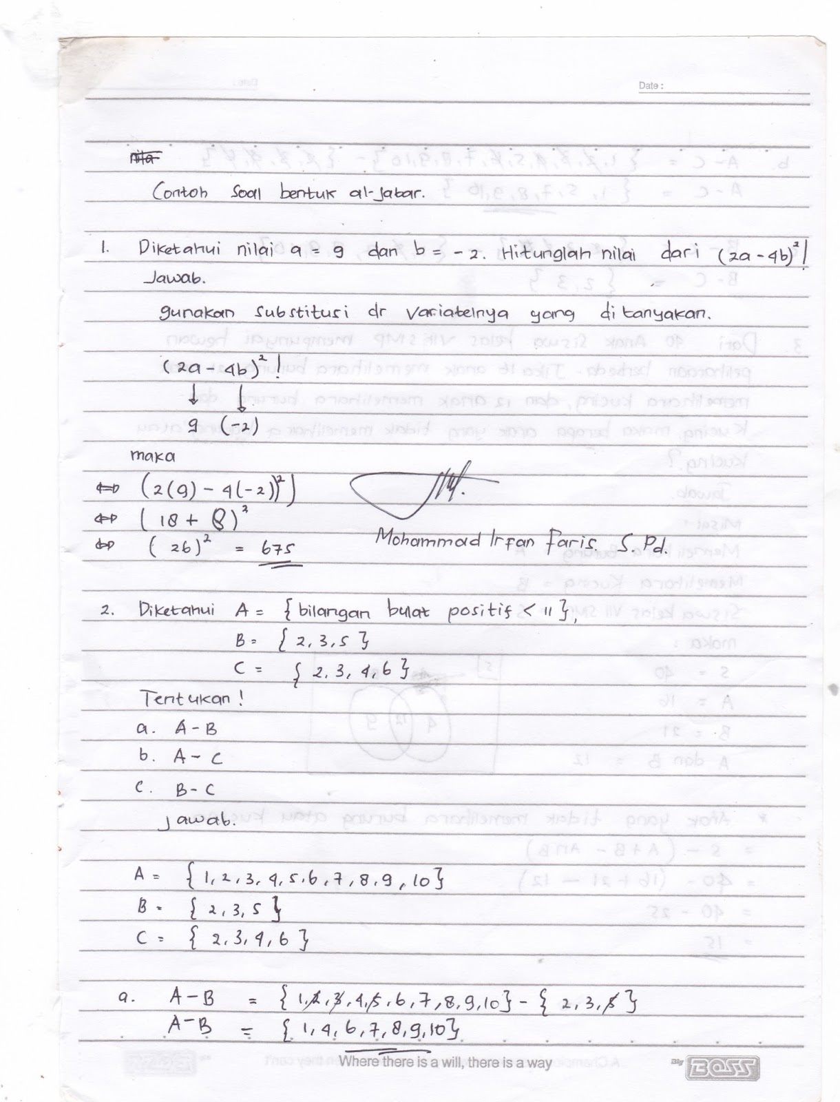 latihan soal matematika ulangan tengah semester bagian 1