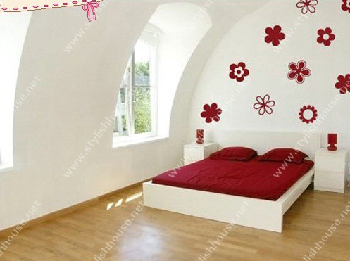 Red Flowers stickers for bedroom walls