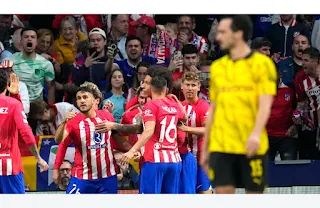 UCL: Atletico Madrid 2-1 Borussia Dortmund in UEFA Champions League Quarter Final.