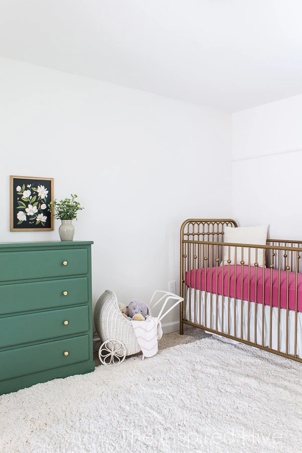 Pink and green modern traditional girl's nursery