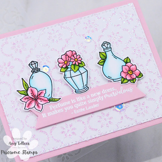 Marvelous Perfumes Stamp and Die Set and Moroccan Flowers Stencil by Pawsome Stamps #pawsomestamps #handmade