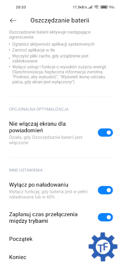 Automatyczne włączanie oszczędzania baterii