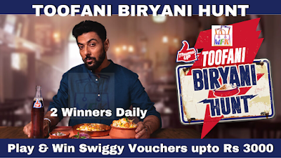 THUMS UP Toofani Biryani Hunt Play & Win Swiggy Vouchers Rs 3000 Daily