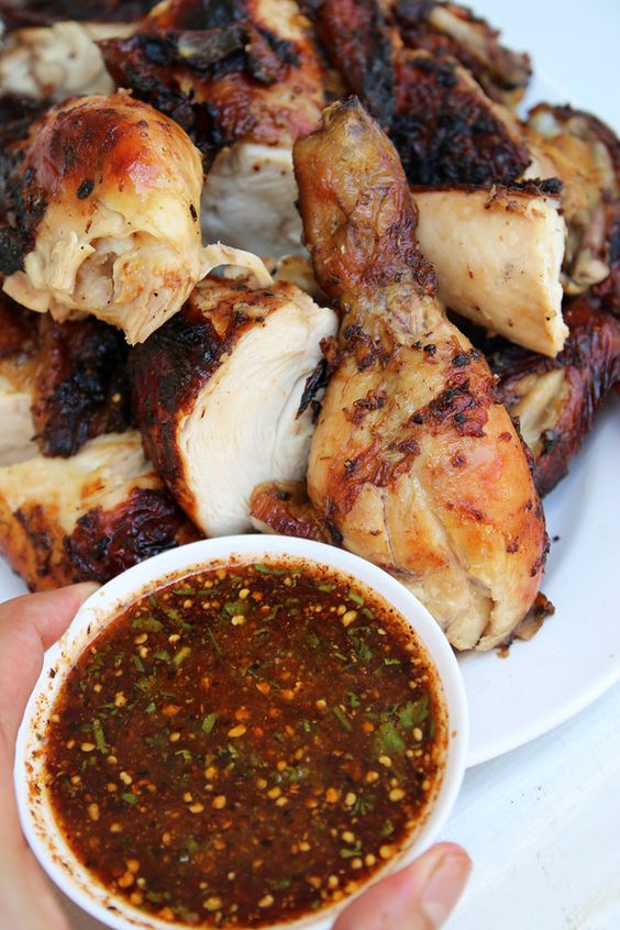 If you're looking for a delicious way to make grilled chicken, look no further than Thai style grilled chicken known as gai yang (ไก่ย่าง). The chicken is marinated in heaps of garlic, black pepper, lemongrass, palm sugar, and some soy sauce for saltiness.