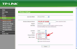 tplink channel width