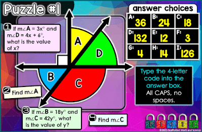 Angle Pair Relationships Digital Math Escape Room