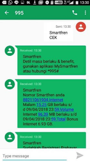 cek kuota smartfren melalui sms