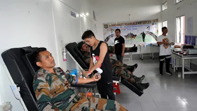 Assam Rifles in Mizoram extended their support to the Mizo people in commemorating Remna Ni, the 37th anniversary of the signing of the peace accord, by organizing "Blood Donation Camps" at various locations in the state