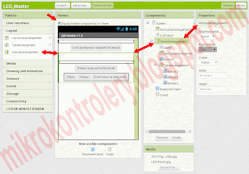 LED MASTER v.1.0 - App Inventor - Ekran projektowania komponentu VerticalArrangement1.