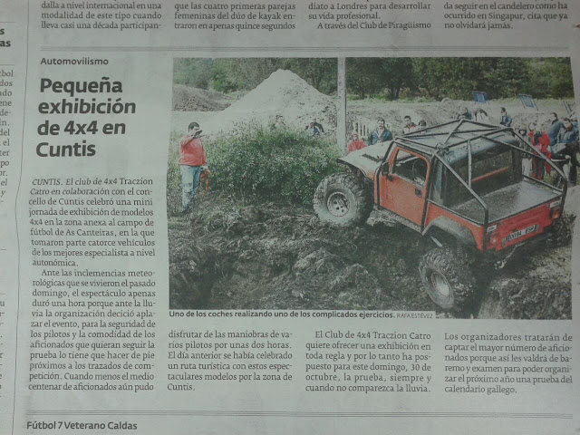 O domingo día 30 exhibición 4x4 en Cuntis organizada por Traczion Catro que se aplazou a fin de semana pasada polo mal tempo