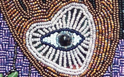 improvisational bead embroidery, robin atkins, beaded bag, detail