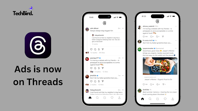 Screenshot of the Threads app feed with an image ad labeled "Sponsored."