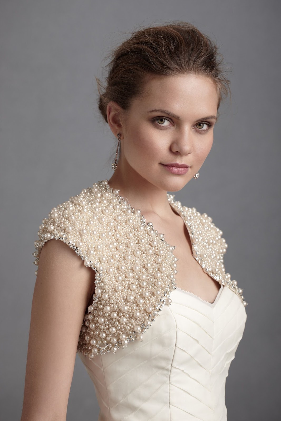 lace wedding dress with cap sleeves Bolero+Jacket+with+Pearls+for+Wedding+Dress.
