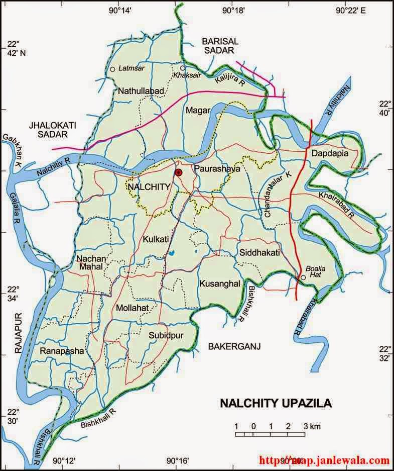 nalchity upazila map of bangladesh