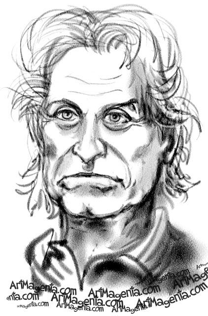 Michael Douglas caricature cartoon. Portrait drawing by caricaturist Artmagenta