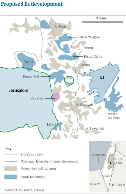 Mapa- Colonias israelenses ilegais - área E1