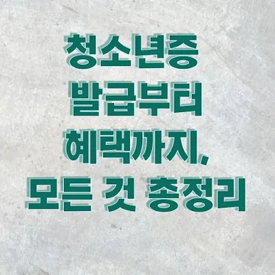청소년증 발급부터 혜택까지, 모든 것 총정리