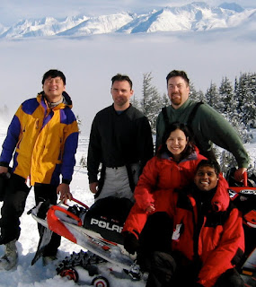 David Brodosi on snow machine in Alaska with family