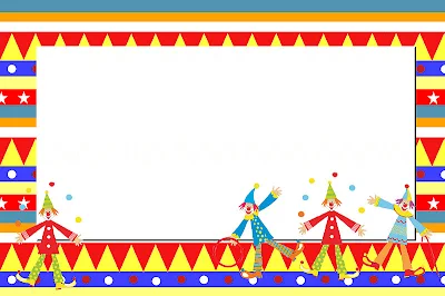 Clowns Free Printable Invitations, Cards or Photo Frames.