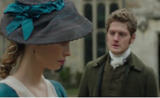 Francis Poldark stares earnestly and sad at Elizabeth as she has turned away from him