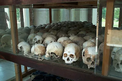 Skulls of the victims of the Cambodian genocide