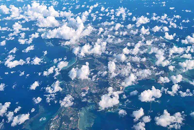 clouds over unidentified island in Okinawa, jet flight