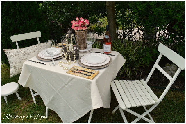 Rosemary & Thyme- Shabby Chic Tablescape-Treasure Hunt Thursday- Blog Link Up Party- From My Front Porch To Yours