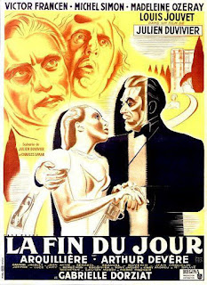 LA FIN DU JOUR. Francia. Cartel: 120 x 160 cms. Arte: René Péron. FIN DE JORNADA. La fin du jour. 1939. Francia. Dirección: Julien Duvivier. Reparto: Louis Jouvet, Victor Francen, Michel Simon, Madeleine Ozeray, Gabrielle Dorziat, Alexandre Arquillière, Marie-Hélène Dasté, Camille Beuve, Gaby André, Charles Granval, Jean Coquelin, Luce Camy, Cailloux, Martial Rébe, Henri Nassiet, Simone Aubry, Simone Gauthier, Romain Bouquet, François Périer.