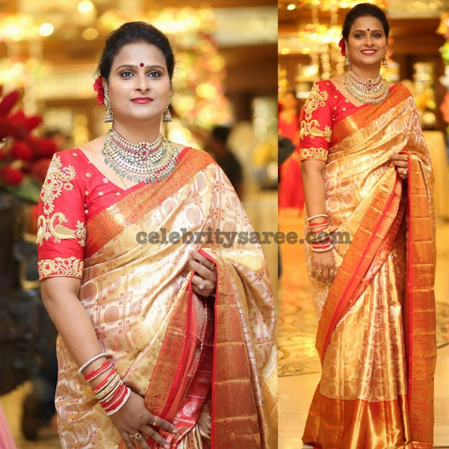 Gold and Red Bridal Saree