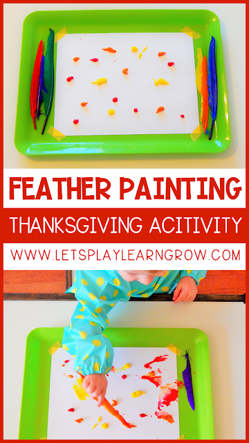 Feather Painting with Toddlers for Thanksgiving