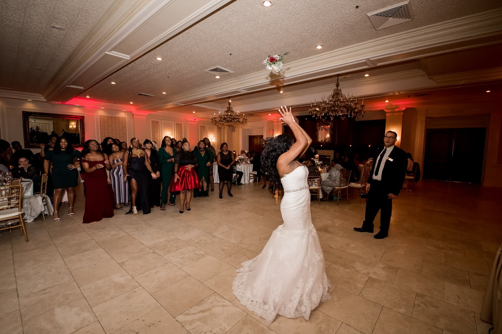 Bride Tossing Her Flower Bouquet