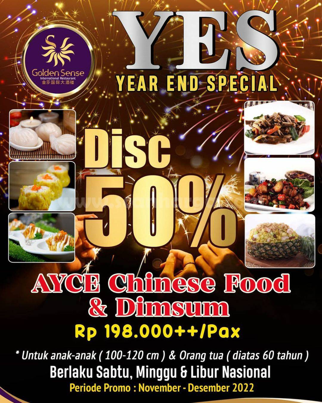 Promo Golden Sense YEAR END SPECIAL – DISKON 50% AYCE Chinese Food & Dimsum