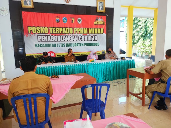 Ponorogo Zona Merah, Forpimka Jetis Gelar Rakor Pembatasan Kegiatan Masyarakat Berbasis Mikro