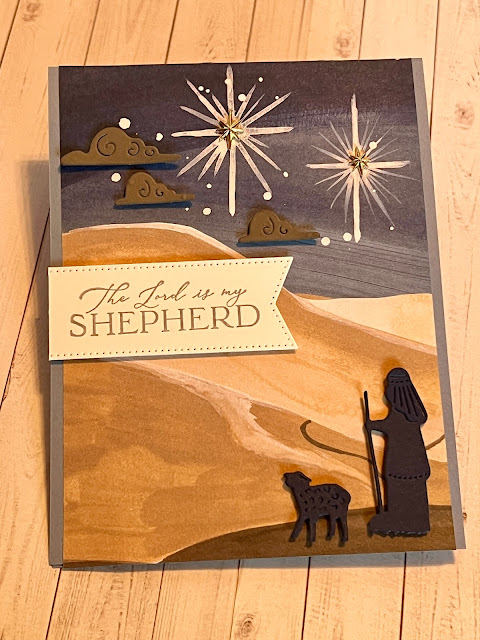 Shepherd-themed Christmas Card using Stampin' Up! Night Divine Stamp Set and Dies