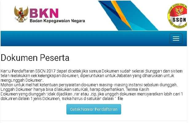 Cetak Kartu Ujian CPNS 