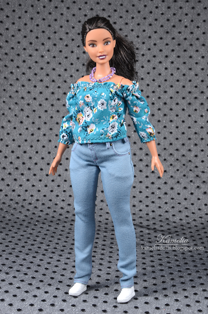 Handmade jeans for curvy Barbie doll.