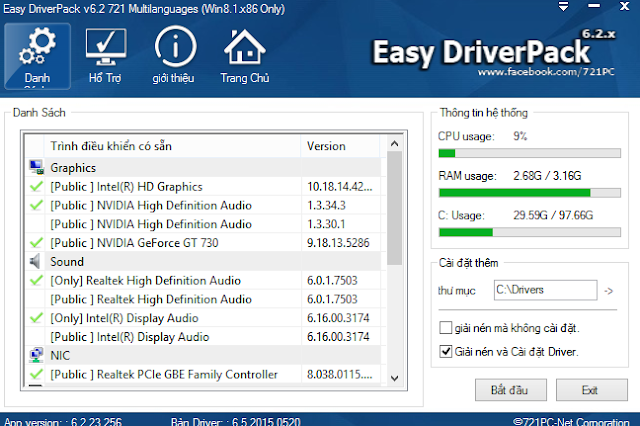 Download Driver win 8,10 tự động bằng Easy DriverPack 