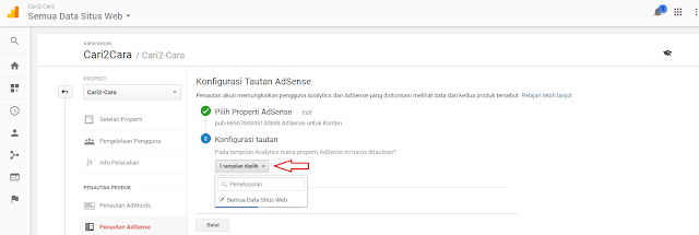 mengaktifkan tautan adsense ke analytics