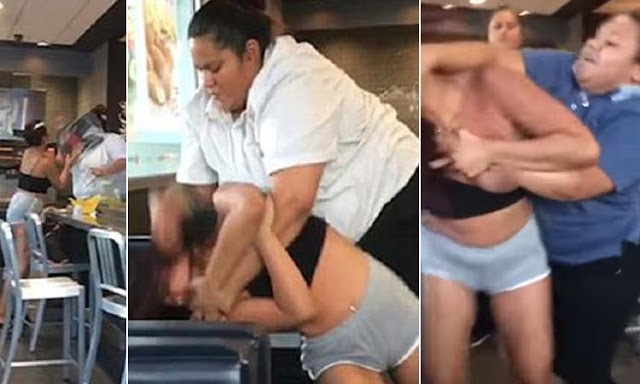 Funcionária do McDonald’s espanca cliente que jogou bandeja em seu rosto; veja vídeo